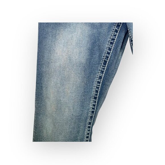 TRUE LUCK Men's Jeans Size 32 x 32  Bootcut Medium to Light Wash FLAWS - Picture 7 of 11